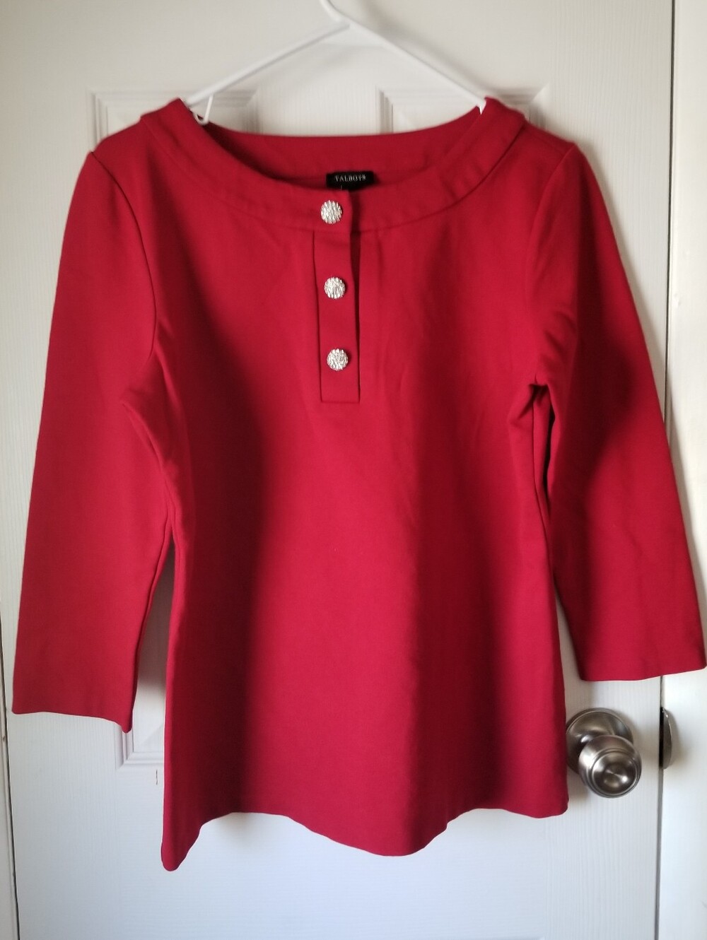 ❗Talbots Rhinestone Button Red Top Small❗